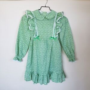 Vintage floral ruffle zip back girls dress
